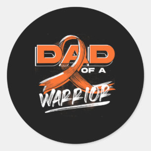 Mens Cancer Warrior Orange Ribbon Dad Leukaemia Aw Classic Round Sticker