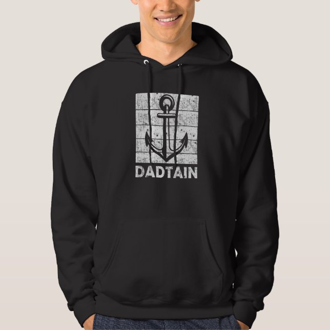 Mens Captain Dad Man Myth Daddy Father's Day Boat  Hoodie (Front)