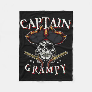 Mens Captain Grampy Pirate Hat And Skull Boating G Fleece Blanket