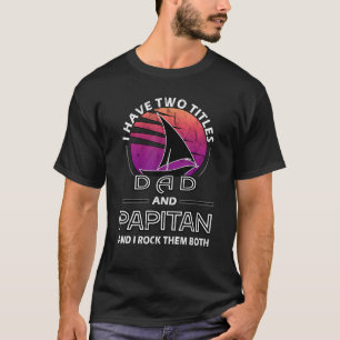 Mens Captain Papa Fathers Day Retro Boat Anchor Da T-Shirt