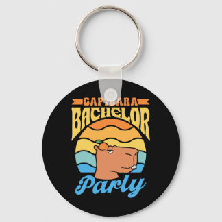 Mens Capybara Bachelor Party Groom Bride Team Key Ring