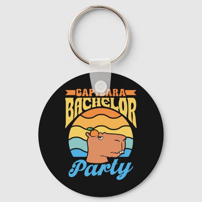 Mens Capybara Bachelor Party Groom Bride Team Key Ring (Front)