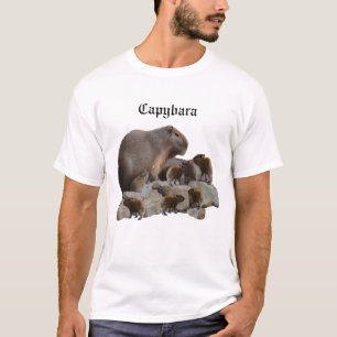 Mens Capybara Mummy With Her Babies Tshirt