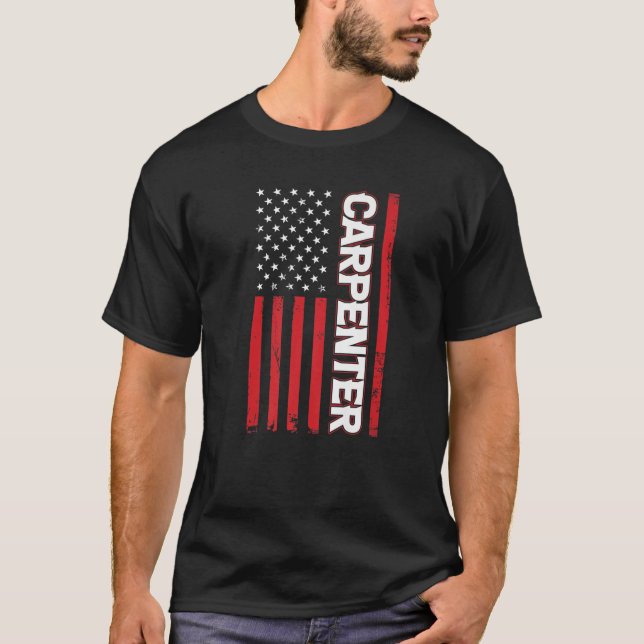 Mens Carpenter American Flag Patriotic 4Th July Ca T-Shirt (Front)