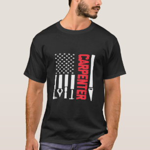 Mens Carpenter Woodworking USA American Flag T-Shi T-Shirt