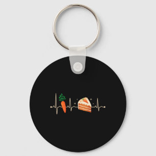 Mens Carrot Cake Heartbeat Baker Baking Vegan Key Ring