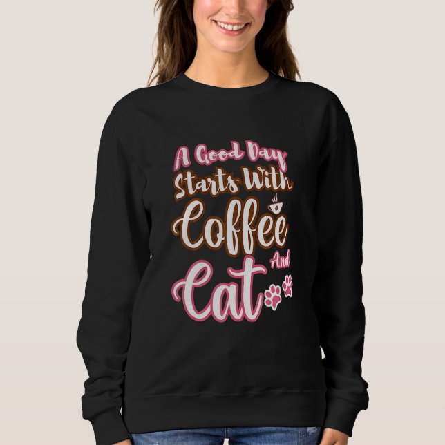Mens  Cat Coffee  Cute Cat Coffee Cool Cat Coffee Sweatshirt (Front)