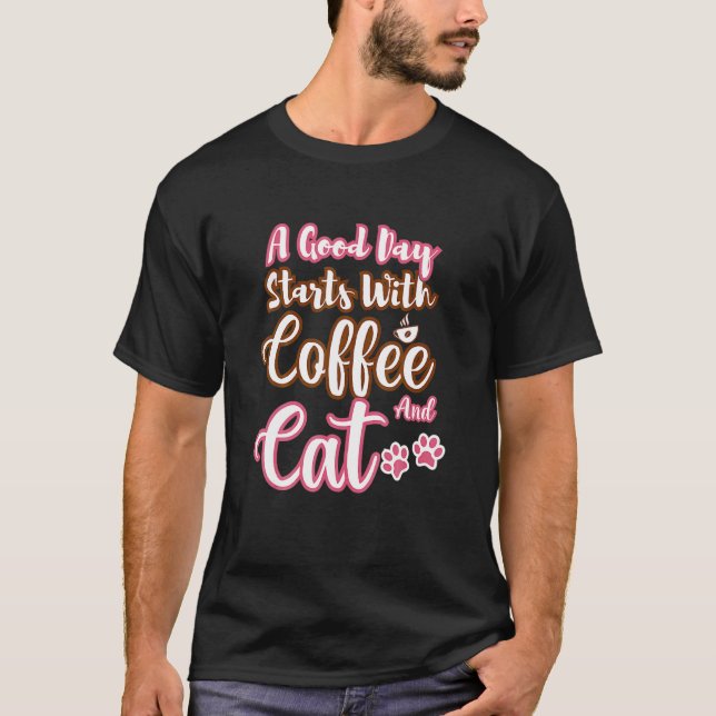 Mens  Cat Coffee  Cute Cat Coffee Cool Cat Coffee T-Shirt (Front)