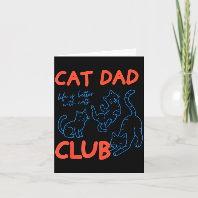 Mens Cat Dad Club Funny Cat Meme Fathers Day Cat L Card (Front)