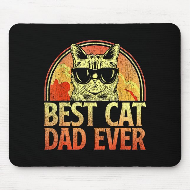 Mens Cat Dad Ever Funny Cat Dad Shirt Father's Day Mouse Pad (Front)