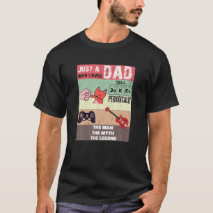 Men's Cat Dad Gamer Dad Guitar Dad Tell Jokes Peri T-Shirt