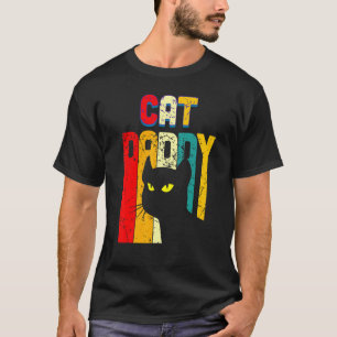 Mens Cat Daddy Men Vintage Retro Black Cats Dad Fa T-Shirt