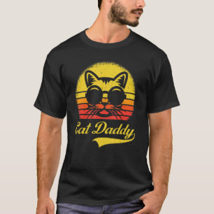 Mens Cat Daddy Vintage 80s Style Cat Retro Glasses T-Shirt