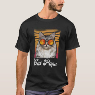 Mens Cat Papa Vintage Style Cat Lover Funny Father T-Shirt