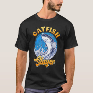 Mens Catfish Slayer Catfish Butcher Flathead Fish T-Shirt