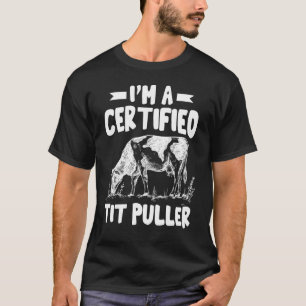 Mens Certified Tit Puller   Cute Cows Animal   Gra T-Shirt