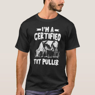 Mens Certified Tit Puller Cute Cows Animal Graph T-Shirt