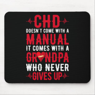 Mens Chd Warrior Grandpa Never Gives Up Congenital Mouse Pad