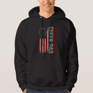 Mens Cheer Dad Vintage American Flag Father Cheerl Hoodie