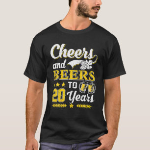 Mens Cheers And Beers To 20 Years Birthday Gift T-Shirt