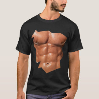 Mens Chest Six Pack Abs funny fake abs Muscles REA T-Shirt