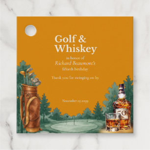 Men's Chic Golf and Whiskey Themed 50th Birthday Favour Tags