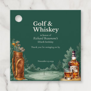 Men's Chic Golf and Whiskey Themed 50th Birthday Favour Tags