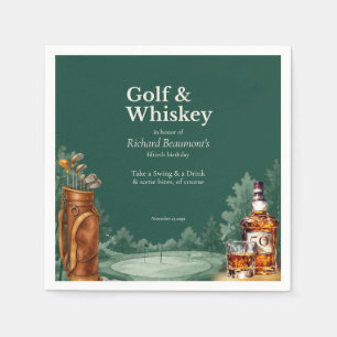 Men's Chic Golf and Whiskey Themed 50th Birthday Napkin