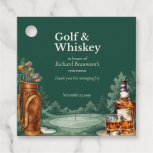 Men's Chic Golf & Whiskey Themed Retirement Party Favour Tags