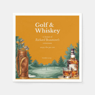 Men's Chic Golf & Whiskey Themed Retirement Party Napkin