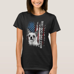 Mens Chihuahua Dad Vintage American Flag Father s  T-Shirt