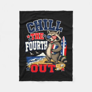 Mens chill the fourth out funny racoon beach fleece blanket