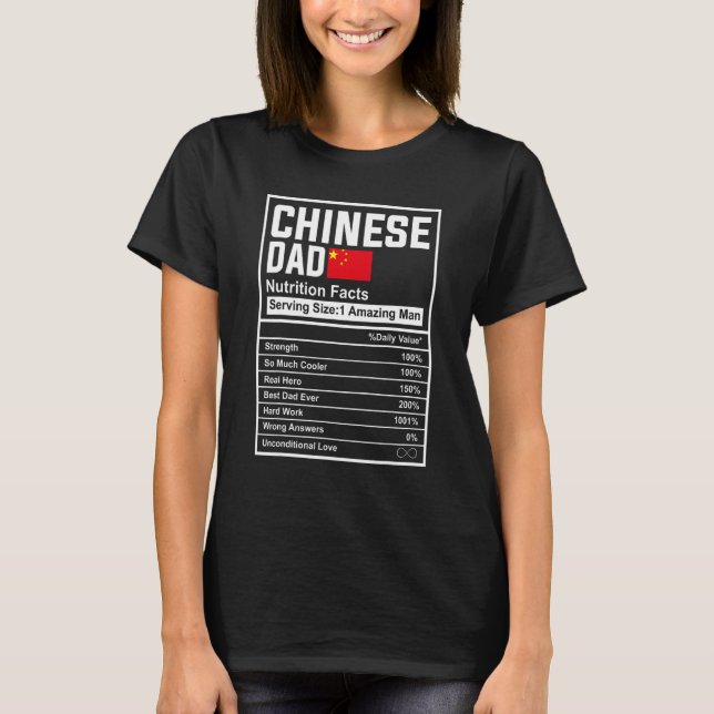 Mens Chinese Dad Nutrition Facts Father's Day Nati T-Shirt (Front)