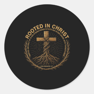 Mens Christian Shirt Rooted In Christ Faith Shirt  Classic Round Sticker