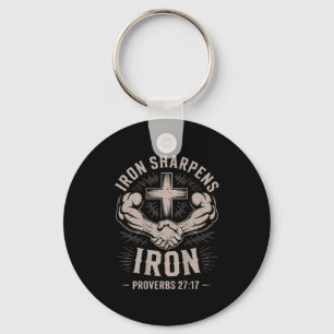 Men's Christian Workout Iron Sharpens Iron Proverb Key Ring