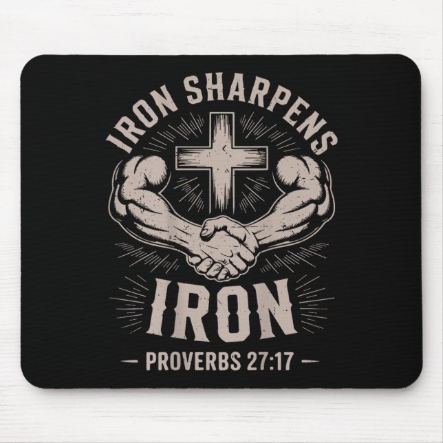 Men's Christian Workout Iron Sharpens Iron Proverb Mouse Pad (Front)