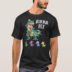 Mens Christmas Abba Rex With T Rex Grandkids T-Shirt