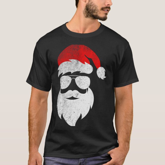 Mens Christmas Santa Claus Face Sungles With Hat B T-Shirt (Front)