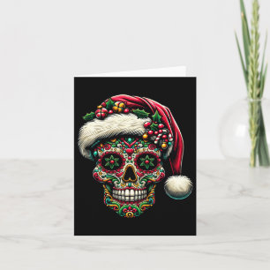 Mens Christmas Sugar Skull Santa Hat Day Of The Card