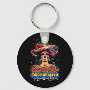 Mens Cinco De Mayo Skeleton Sombrero Mexican La Key Ring