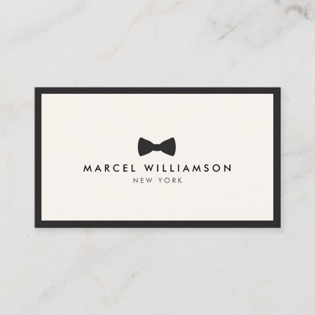 Men's Classic Bow Tie Logo Black/Ivory Business Card (Front)