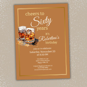 Men's Classic Double Whiskey Glass 60th birthday Invitation