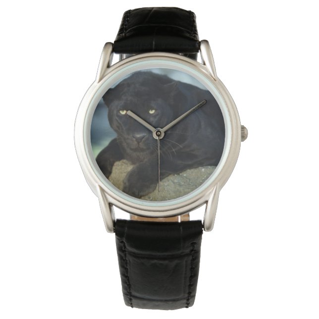 Mens Classic Watch/Wildlife Black Cat Watch (Front)