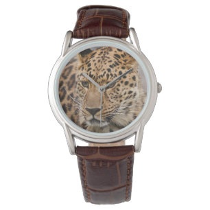 Mens Classic Watch/Wildlife Leopard Watch
