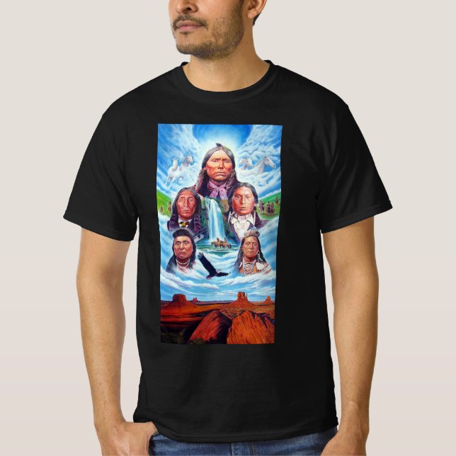 Mens Clothing Fashion Native Americans Painting T-Shirt (Front)
