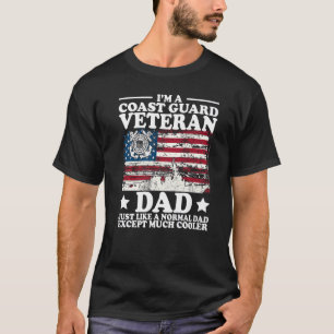 Mens Coast Guard Veteran Dad American Flag Militar T-Shirt