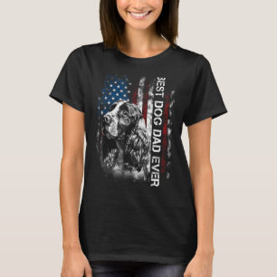 Mens Cocker Spaniel Dad Vintage American Flag Fath T-Shirt