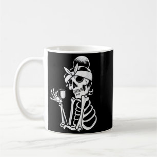 Mens Coffee Drinking Skeleton Halloween Costume Mug