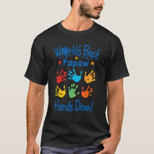 Mens Colourful Little Hands Worldu2019s Best Papaw T-Shirt