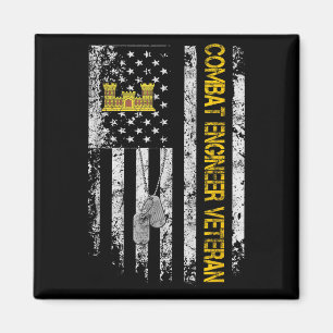 Mens Combat Engineer Veteran Shirt Vintage Flag Ve Magnet